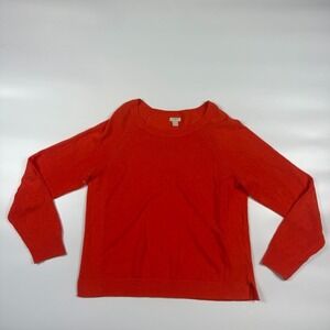 J.CREW Sweater Womens Large Red Knit Linen Blend Classic Fit Round Neck Pullover